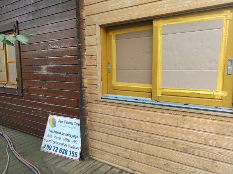 sablage chalet bois aerogommage